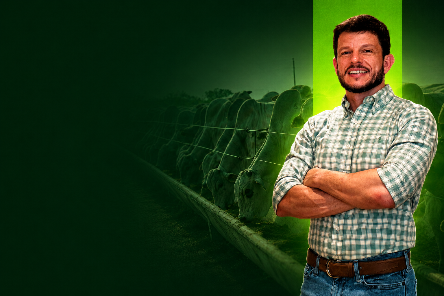Matheus Moretti em frente ao confinamento